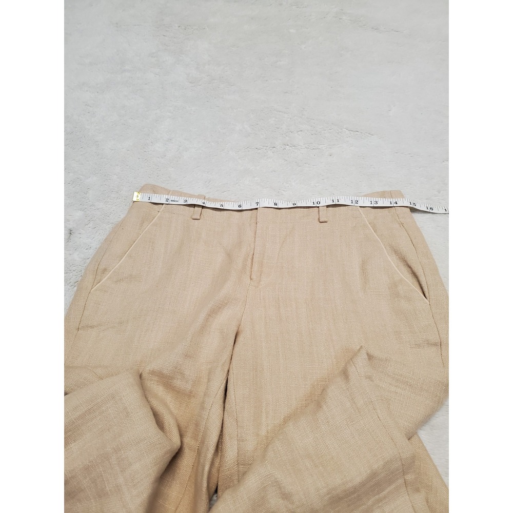 Elevenses Anthropologie Cream Linen Blend Cropped Pant 2 Capsule Boho Minimalist - Picture 6 of 11